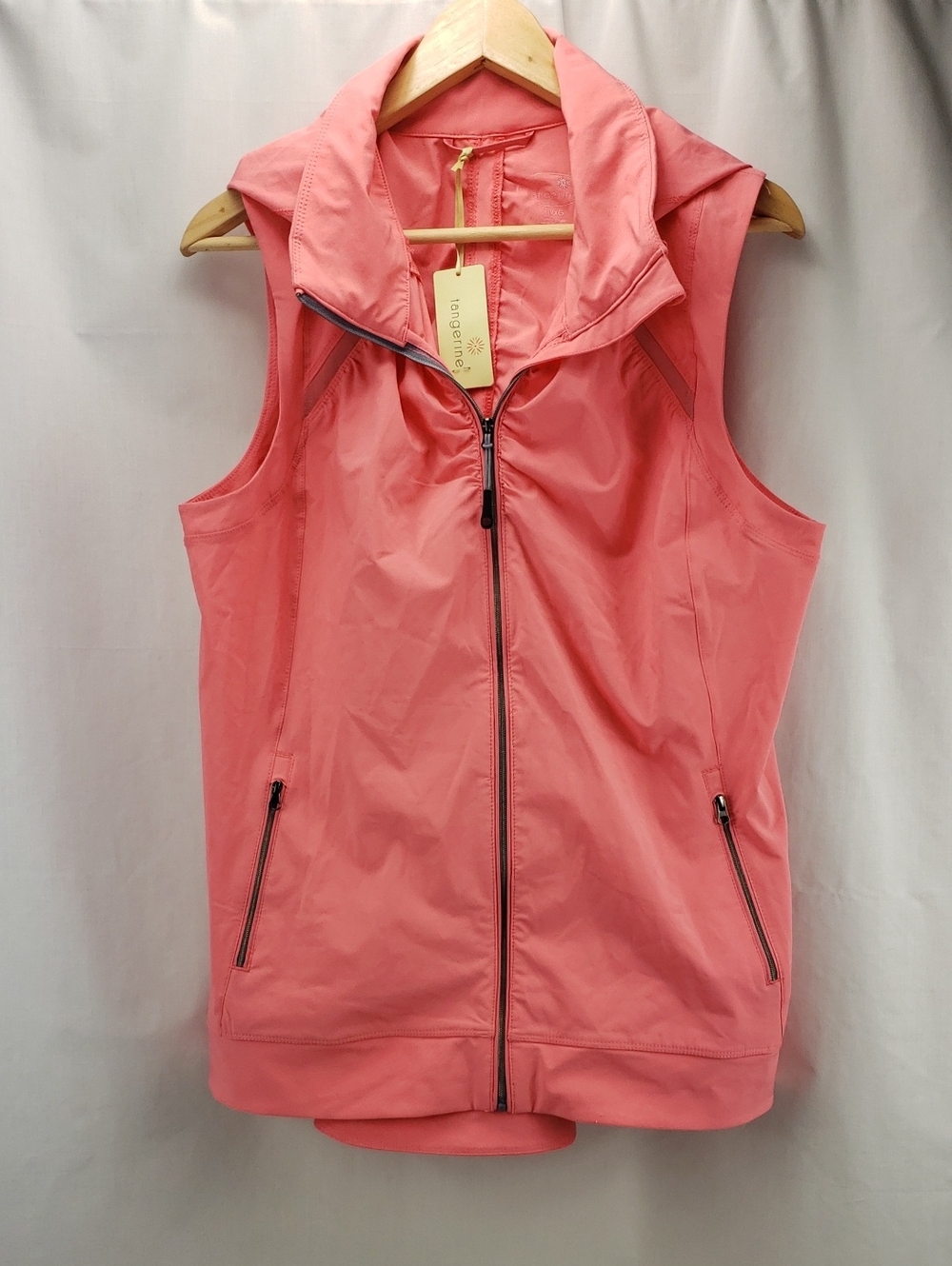 Tangerine Coral Athletic Vest w Hidden Hood Size XL NWT